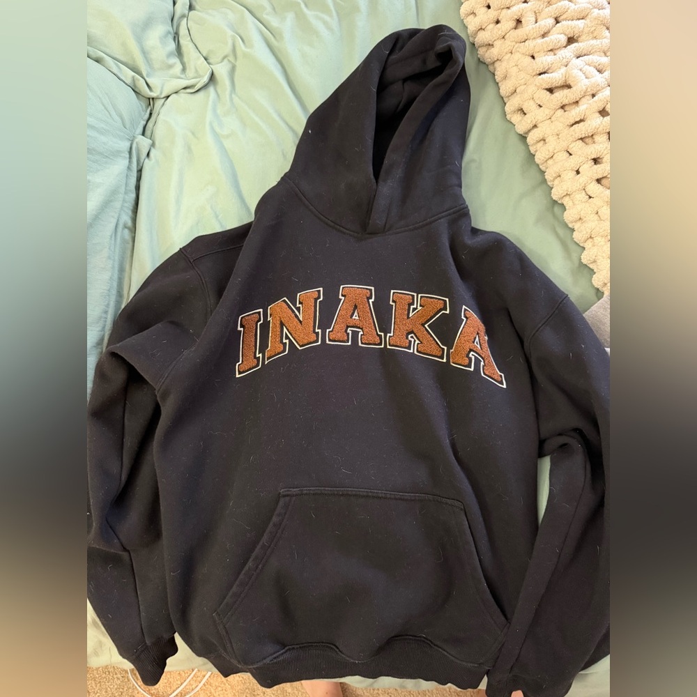Inaka Power Black Hoodie with Brown Logo